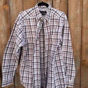 Ariat Men's Pro Series Purple White Casual Plaid Long Sleeve Button Down Large